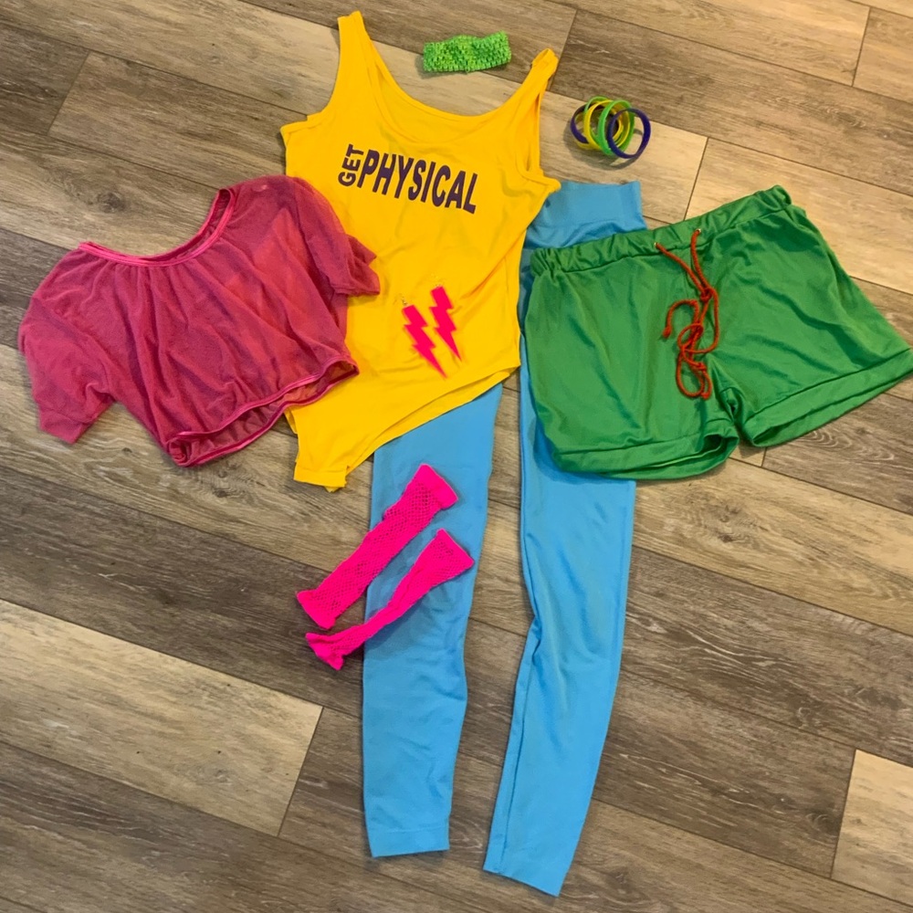 Colorful 80s Workout Costume. Size L